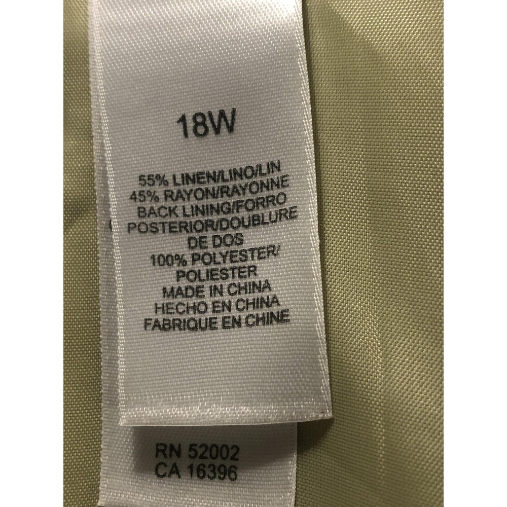 Emma James Blazer Jacket Womens 18W Green Linen Blend Herringbone Lined Career - Picture 3 of 6